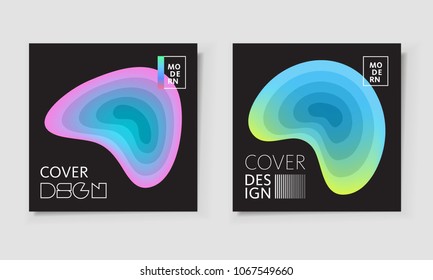 Cover paper cut template with text layout. Abstract fluid colors  papercut set. Business modern design . Colorful vector covers for branding, book, poster, banner, catalog,report. Blank text space