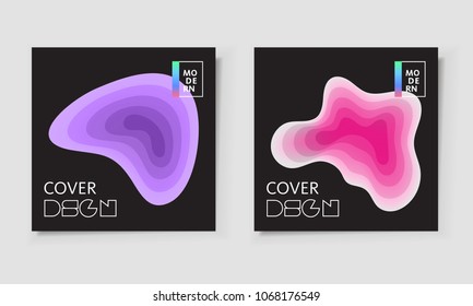 Cover paper cut template with text layout. Abstract fluid colors  papercut set. Business modern design . Colorful vector covers for branding, book, poster, banner, catalog,report. Blank text space