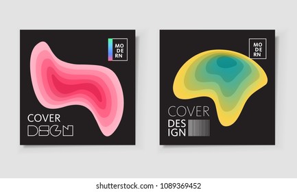 Cover paper cut template with text layout. Abstract fluid colors  papercut set. Business modern design . Colorful vector covers for branding, book, poster, banner, catalog,report. Blank text space