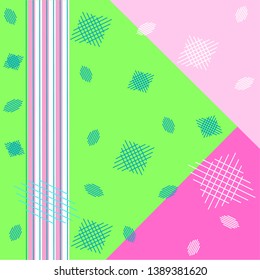 Cover with a pattern for a notebook, light green and pink. Design, abstraction. Flat geometric pattern, stripes. Template.Square format,vector.