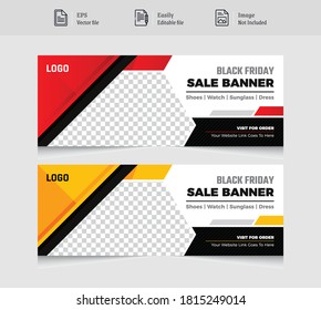 Cover Photo Design for social media. Black and red banner abstract poster. Black Friday Banner set. Gift card, sale voucher. Vector