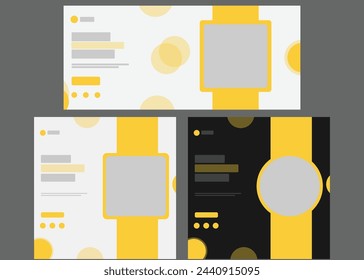 Cover photo and social media post  design template for business, corporate, finance, food, beauty, fashion, sports, education, jogging, gym without images. White, black and yellow background color