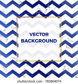 Cover placard  marble stone texture with chevron zig zag stripes blue and white wavy background. Templates for your designs, banner,card, flyer, invitation, party, birthday, wedding, baby shower, save