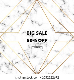 Cover placard white marble or stone texture with gold lines border. Template for your designs, banner, card, flyer, invitation, party, birthday, wedding, baby shower, save the date, annivers, party

