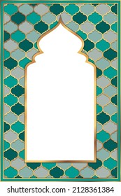 Cover postcard golden oriental vintage arch frame