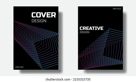 plantilla de diseño de portada con formas de mezcla en color azul y rosa