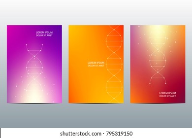 Cover or poster design with DNA molecule background, scientific and technological concept, vector illustration