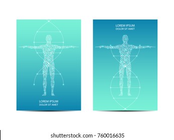 Cover or poster design with human body, scientific and technological concept, vector illustration