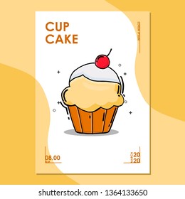 Cover and poster design template with a cup cake