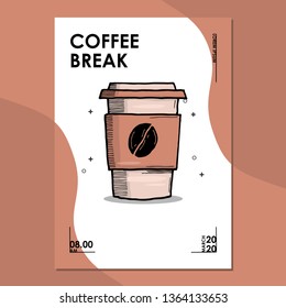 Cover and poster design template with a cup of coffee