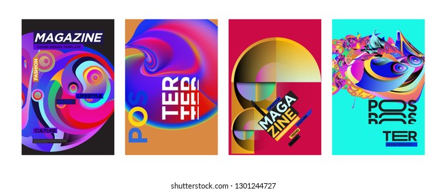 Cover and Poster Design Template for Magazine. Trendy Vector Typography and Colorful Illustration Collage for Cover and Page Layout Design Template in eps10.