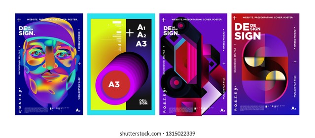 Cover and Poster Design Template for Magazine. Trendy Vector Typography and Colorful Illustration Collage for Cover and Page Layout Design Template in eps10.