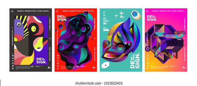 Cover and Poster Design Template for Magazine. Trendy Vector Typography and Colorful Illustration Collage for Cover and Page Layout Design Template in eps10.