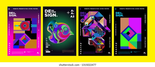 Cover and Poster Design Template for Magazine. Trendy Vector Typography and Colorful Illustration Collage for Cover and Page Layout Design Template in eps10.