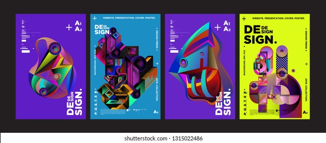 Cover and Poster Design Template for Magazine. Trendy Vector Typography and Colorful Illustration Collage for Cover and Page Layout Design Template in eps10.