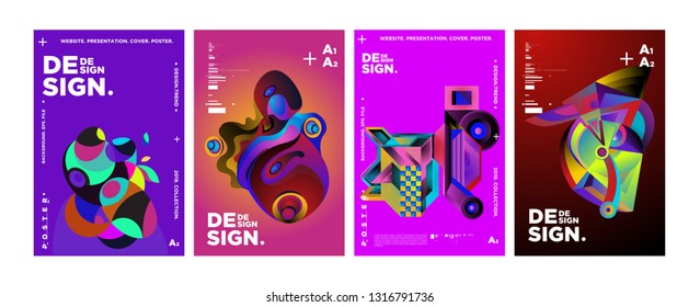 Cover and Poster Design Template for Magazine. Trendy Vector Typography and Colorful Illustration Collage for Cover and Page Layout Design Template in eps10.