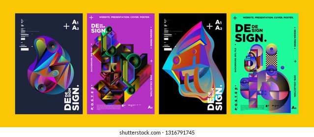 Cover and Poster Design Template for Magazine. Trendy Vector Typography and Colorful Illustration Collage for Cover and Page Layout Design Template in eps10.