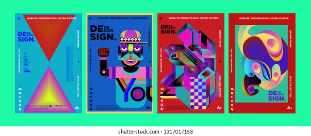 Cover and Poster Design Template for Magazine. Trendy Vector Typography and Colorful Illustration Collage for Cover and Page Layout Design Template in eps10.