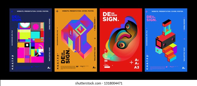 Cover and Poster Design Template for Magazine. Trendy Vector Typography and Colorful Illustration Collage for Cover and Page Layout Design Template in eps10.