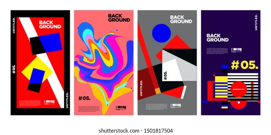 Cover and Poster Design Template for Magazine. Trendy Abstract Colorful Geometric and Curve Vector Illustration Collage with Typography for Cover, book, social media story, and Page Layout Design.