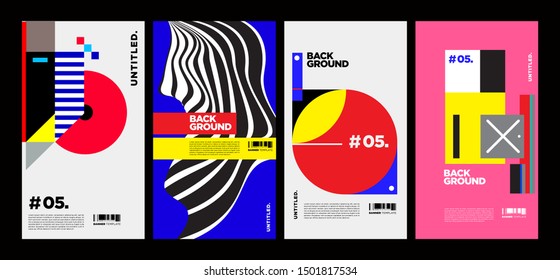 Cover and Poster Design Template for Magazine. Trendy Abstract Colorful Geometric and Curve Vector Illustration Collage with Typography for Cover, book, social media story, and Page Layout Design.