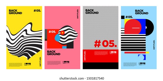 Cover and Poster Design Template for Magazine. Trendy Abstract Colorful Geometric and Curve Vector Illustration Collage with Typography for Cover, book, social media story, and Page Layout Design.