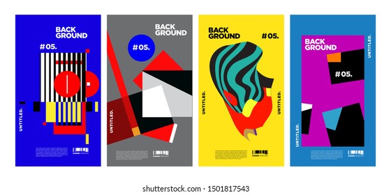 Cover and Poster Design Template for Magazine. Trendy Abstract Colorful Geometric and Curve Vector Illustration Collage with Typography for Cover, book, social media story, and Page Layout Design.