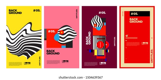 Cover and Poster Design Template for Magazine. Trendy Abstract Colorful Geometric and Curve Vector Illustration Collage with Typography for Cover, book, social media story, and Page Layout Design.