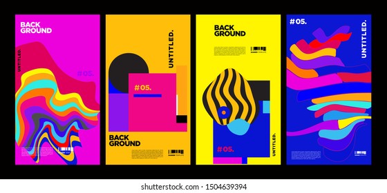 Cover and Poster Design Template for Magazine. Trendy Abstract Colorful Geometric and Curve Vector Illustration Collage with Typography for Cover, book, social media story, and Page Layout Design.