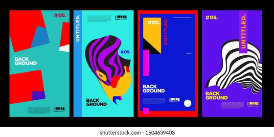 Cover and Poster Design Template for Magazine. Trendy Abstract Colorful Geometric and Curve Vector Illustration Collage with Typography for Cover, book, social media story, and Page Layout Design.