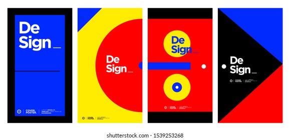 Cover and Poster Design Template for Magazine. Trendy Abstract Colorful Geometric and Curve Vector Illustration Collage with Typography for Cover, book, social media story, and Page Layout Design.