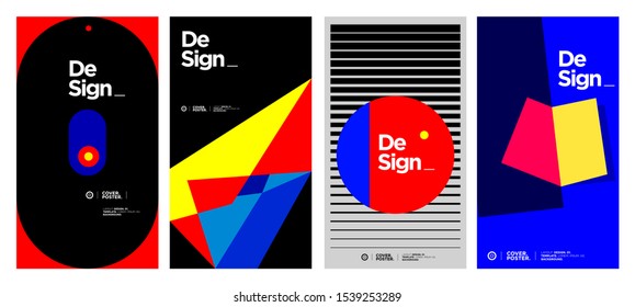 Cover and Poster Design Template for Magazine. Trendy Abstract Colorful Geometric and Curve Vector Illustration Collage with Typography for Cover, book, social media story, and Page Layout Design.