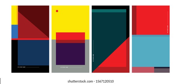 Cover and Poster Design Template for Magazine. Trendy Abstract Colorful Geometric and Curve Vector Illustration Collage with Typography for Cover, book, social media story, and Page Layout Design.