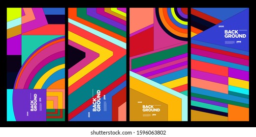 Cover and Poster Design Template for Magazine. Trendy Abstract Colorful Geometric and Curve Vector Illustration Collage with Typography for Cover, book, social media story, and Page Layout Design.
