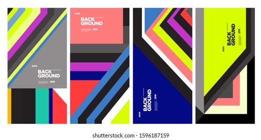 Cover and Poster Design Template for Magazine. Trendy Abstract Colorful Geometric and Curve Vector Illustration Collage with Typography for Cover, book, social media story, and Page Layout Design.
