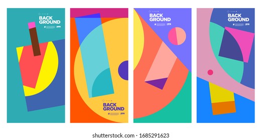 Cover and Poster Design Template for Magazine. Trendy Abstract Colorful Geometric and Curve Vector Illustration Collage with Typography for Cover, book, social media story, and Page Layout Design.