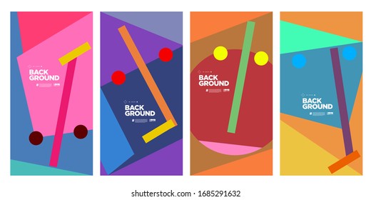 Cover and Poster Design Template for Magazine. Trendy Abstract Colorful Geometric and Curve Vector Illustration Collage with Typography for Cover, book, social media story, and Page Layout Design.