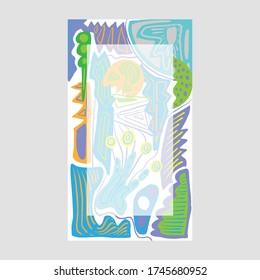 Cover and Poster Design Template POSM, Trendy Abstract Doodle Illustration Collage with Typography for Cover, book, social media story, and Page Layout Design book