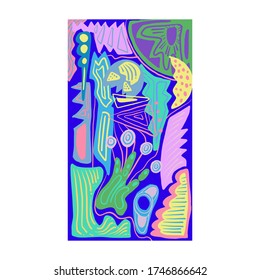 Cover and Poster Design Template POSM, Trendy Abstract Doodle Illustration Collage with Typography for Cover, book, social media story, and Page Layout Design book