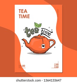 Cover and poster design template with a teapot