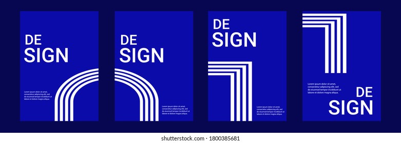 Cover and Poster Design Templates. Elegant abstract geometric design in blue. Vector Illustration for Covers, books, social media stories and Page Layouts
