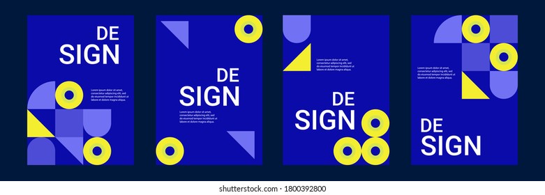 Cover and Poster Design Templates. Elegant abstract geometric design in blue. Vector Illustration for Covers, books, social media stories and Page Layouts
