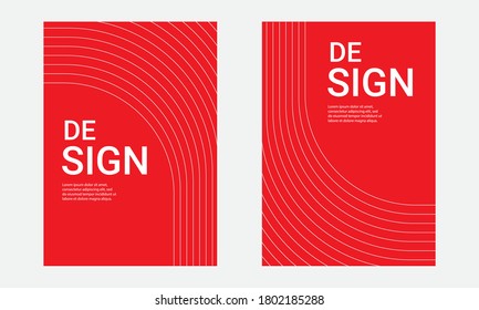 Cover and Poster Design Templates. Elegant abstract geometric design in red. Vector Illustration for Covers, books, social media stories and Page Layouts