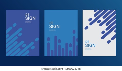 Cover and Poster Design Templates. Elegant abstract geometric design with dominant blue color. Vector Illustration for Covers, books, social media stories and Page Layouts