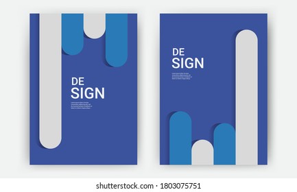 Cover and Poster Design Templates. Elegant abstract geometric design with dominant blue color. Vector Illustration for Covers, books, social media stories and Page Layouts