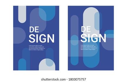 Cover and Poster Design Templates. Elegant abstract geometric design with dominant blue color. Vector Illustration for Covers, books, social media stories and Page Layouts