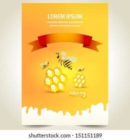 Cover Poster Face Honey Mead Bee Honeycomb White Yellow Background