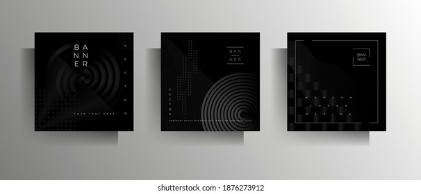 Cover for poster, flyer, banner, brochure a set of templates. Geometric strict vector design in black colors.