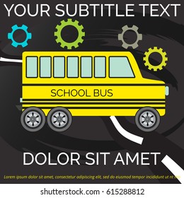 Cover or poster. Image of school bus