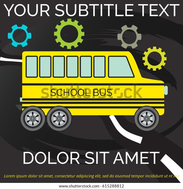 Cover or poster. Image of\
school bus